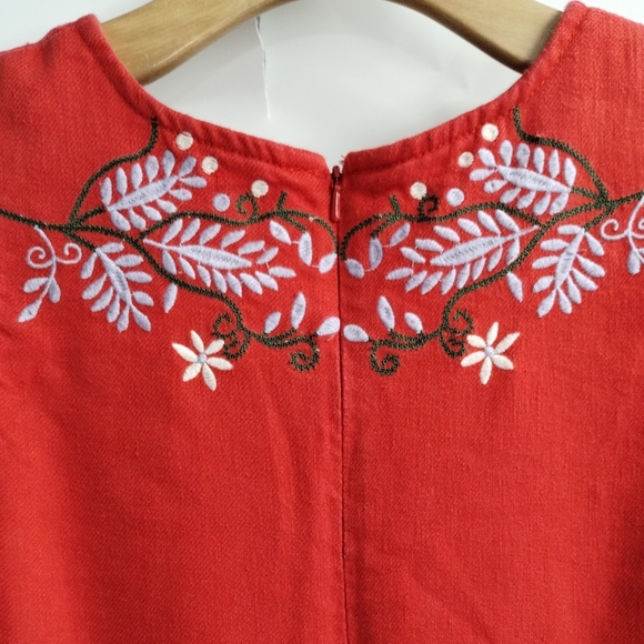 Anthropologie Aiko Red Embroidered Shift Dress - Picture 14 of 15